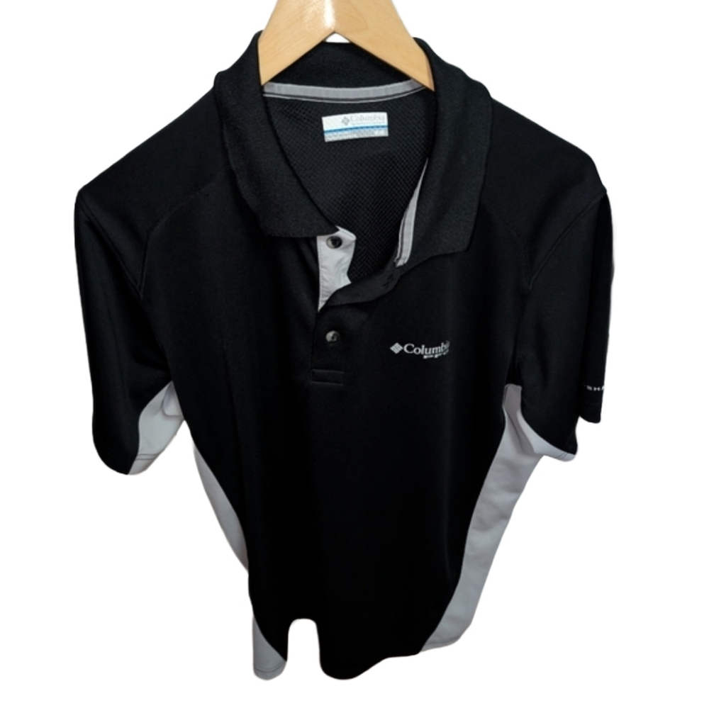 Men's Columbia Black and Gray Polo Size Medium